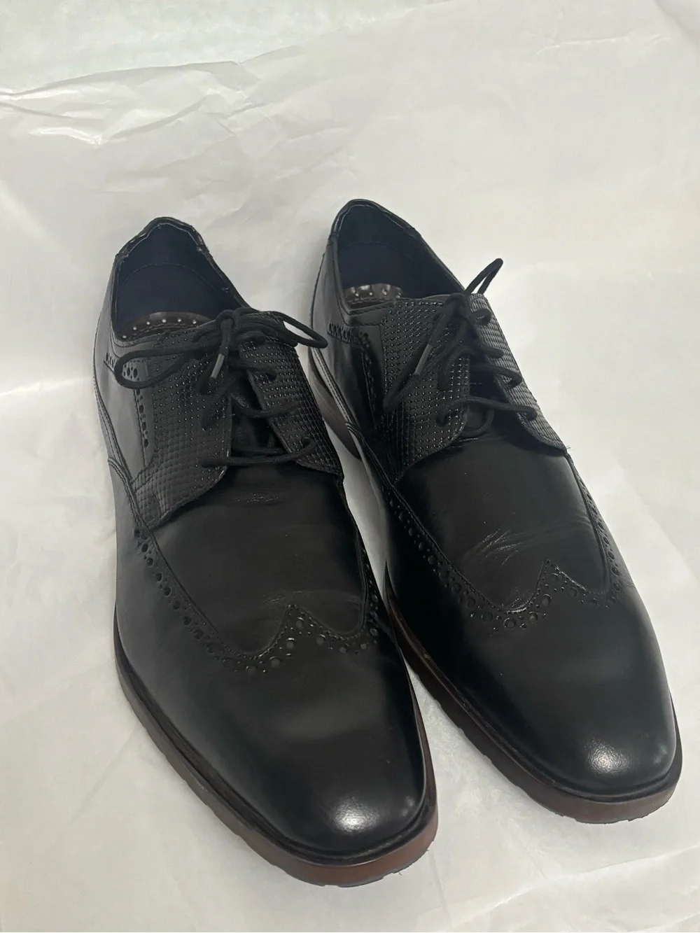 STACY ADAMS 'ROONEY WINGTIP' OXFORD IN BLACK LEATHER STYLE 25323-001 SIZE 11M